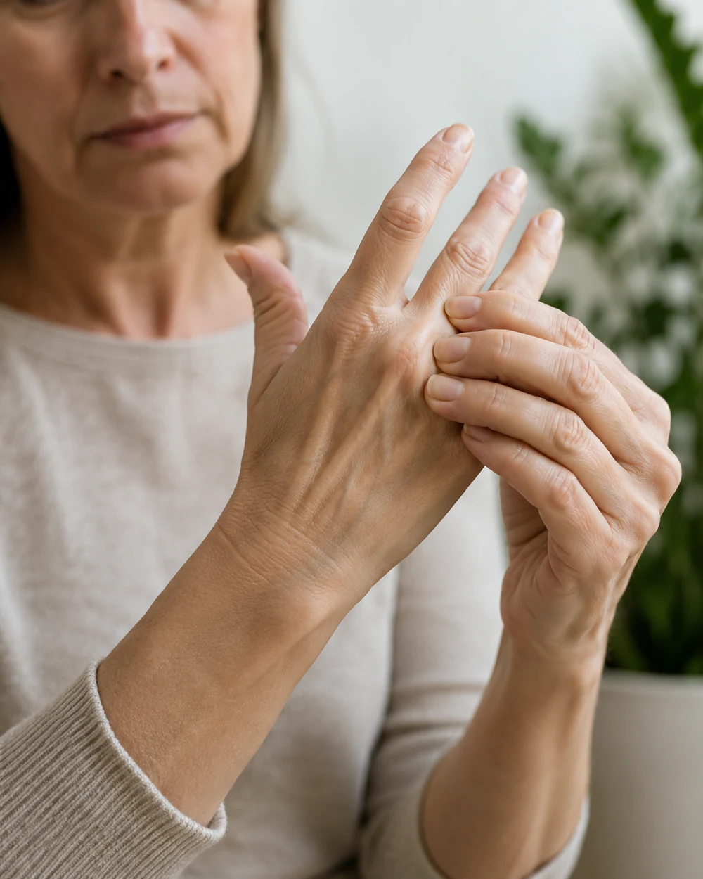 Patient managing hand stiffness