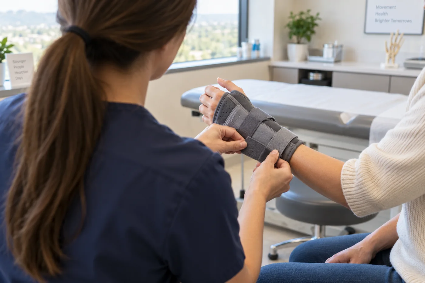 Wrist splint fitted as non-surgical treatment for nerve compression