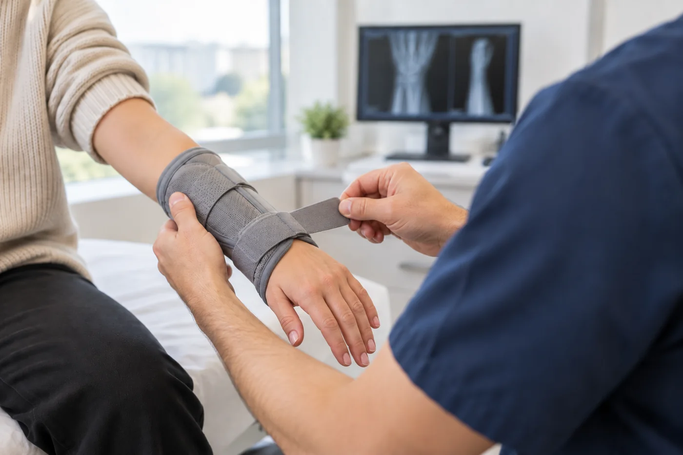 Wrist brace fitted after a wrist injury